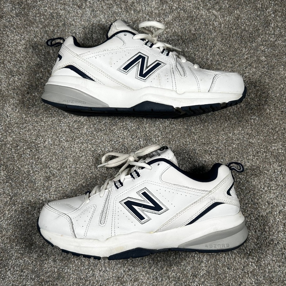 New Balance 608 V5 Mens White Navy Leather Training Shoes MX608WN5 Size 7.5 4E